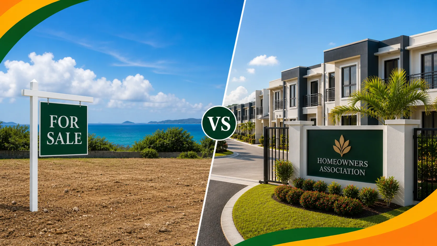 Freehold land for sale versus leasehold gated community townhouse in Trinidad
