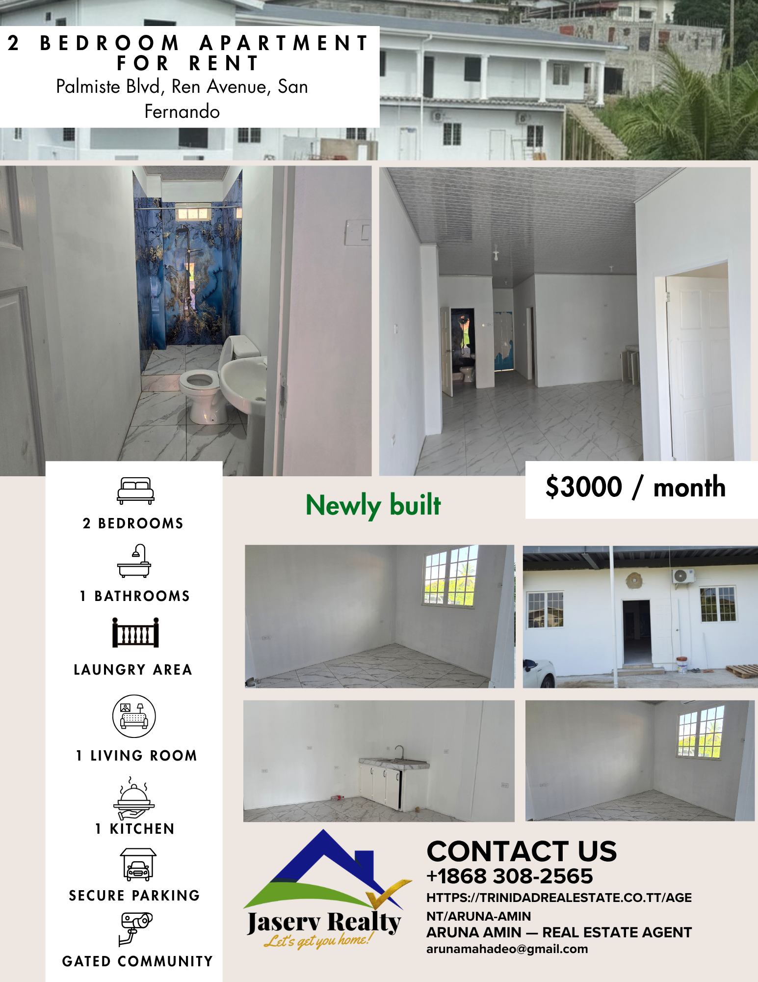 TRINIDAD REAL ESTATE LISTINGS 1 2 Bedroom Apartment for Rent in Renn Ave, Palmiste, San Fernando for $3000