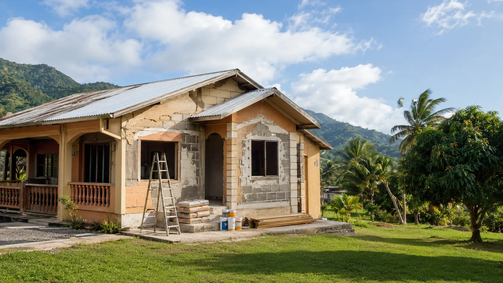 Fixer-upper concrete house mid-renovation in Tunapuna, East-West Corridor, Trinidad