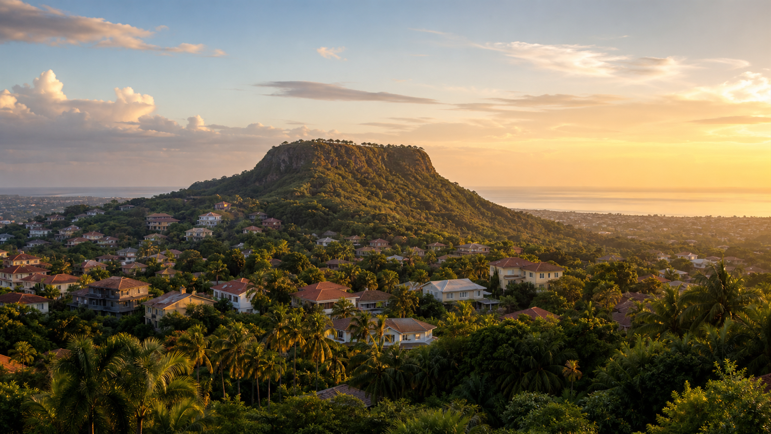 View of San Fernando, southern Trinidad, with San Fernando Hill and hillside residential neighborhoods